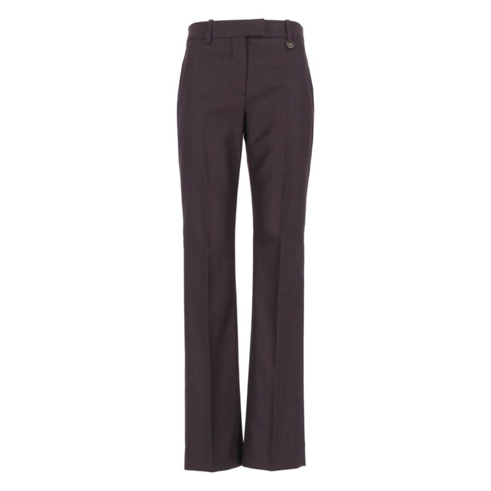 Burberry Women Checked Wool Tailored Trousers